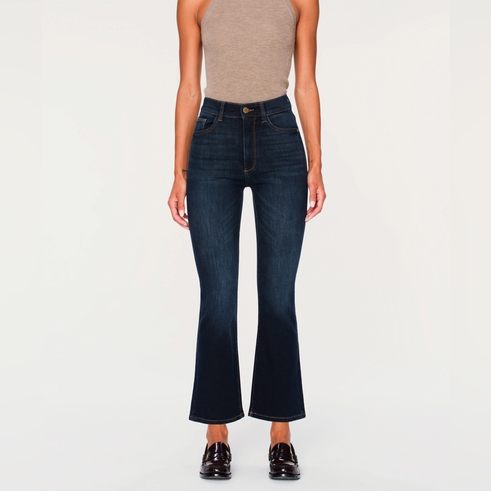 Bridget High Rise Crop Bootcut Jeans in Blue Sz 25